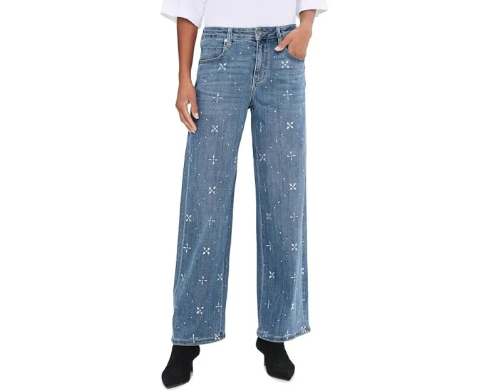 Широкие джинсы Liverpool Los Angeles Luxe Stride 76 см с кристаллами