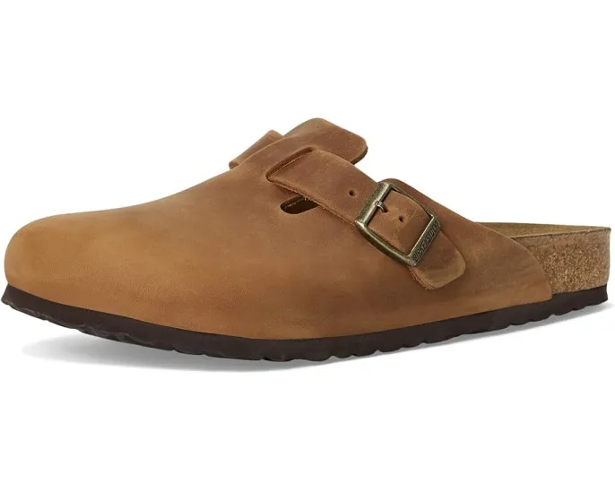 Классические клоги Boston из промасленной кожи с анатомической стелькой Birkenstock
