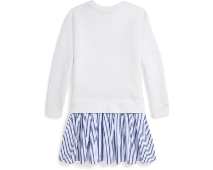 Платье Polo Bear с полосатой юбкой из флиса для старших детей Polo Ralph Lauren