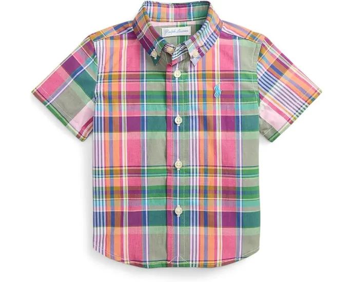 Рубашка Polo Ralph Lauren Kids из хлопкового поплина в клетку для младенцев