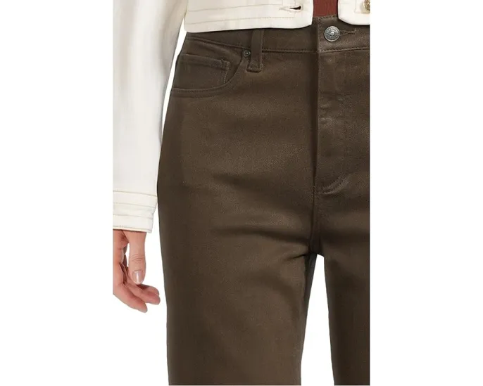 Джинсы Stevie с отделкой под поношенную кожу в тёмно-коричневом цвете от Paige