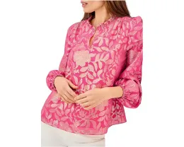 Блуза Lilly Pulitzer Giana с длинным рукавом из шелка с воротником-стойкой