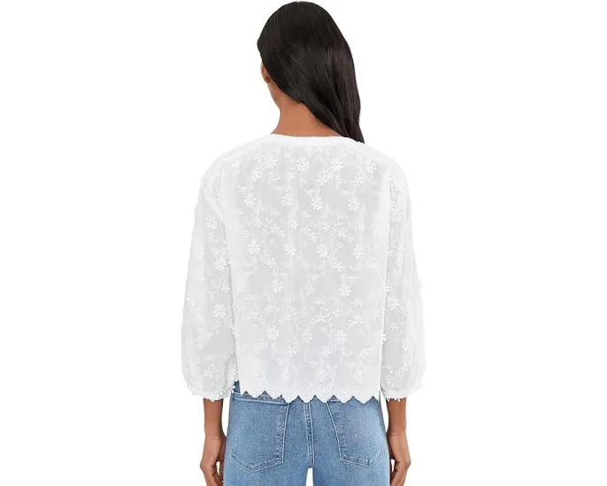 3/4 Sleeve Crew Neck Lace Top