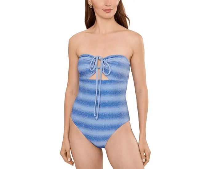 Цельный купальник Phoenix с полосатым принтом и вырезом-холтер