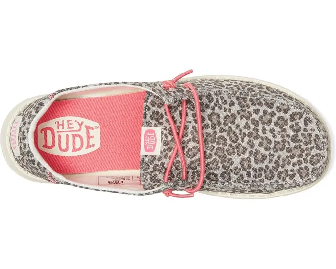 Детские слипоны Hey Dude Kids Wendy Luxe Leo с эластичными шнурками и текстильным верхом