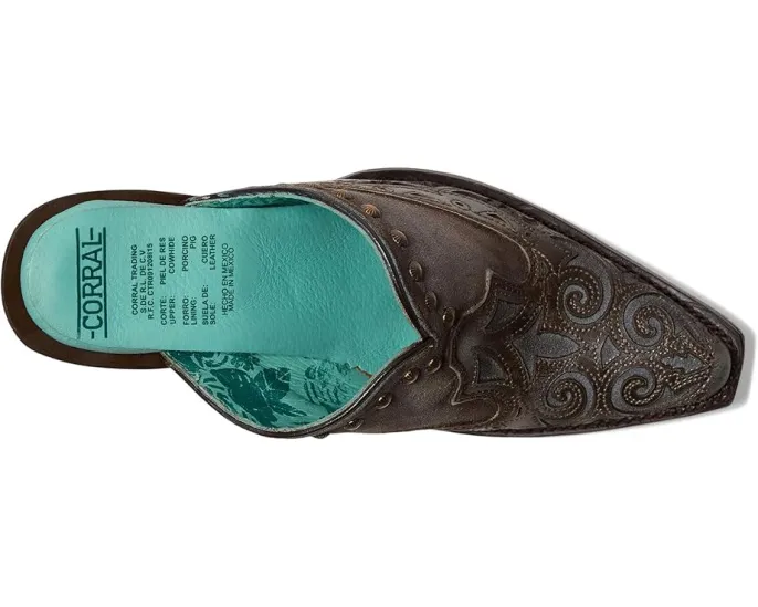 Мюли Corral Boots Lady с вышивкой и заклепками на каблуке 4 дюйма
