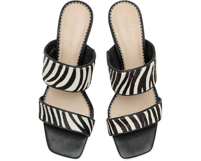 Босоножки Sutton Zebra Haircalf от Cinq à Sept с квадратным носком