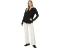 Топ Lilla P Rounded Hem Split Neck с разрезом на горловине и длинными рукавами