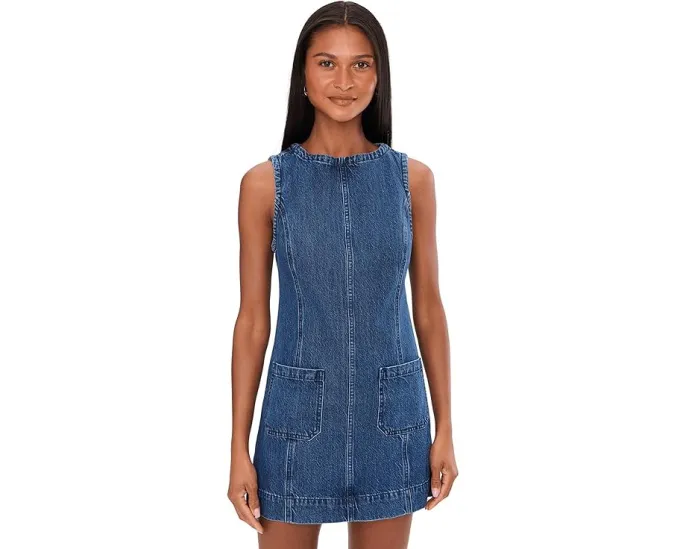 Мини-платье Boulevard с высоким воротом и карманами из хлопка и лиоцелла