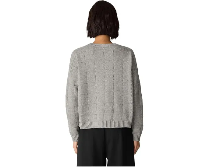 Свитер с круглой горловиной из хлопка и переработанного кашемира Eileen Fisher