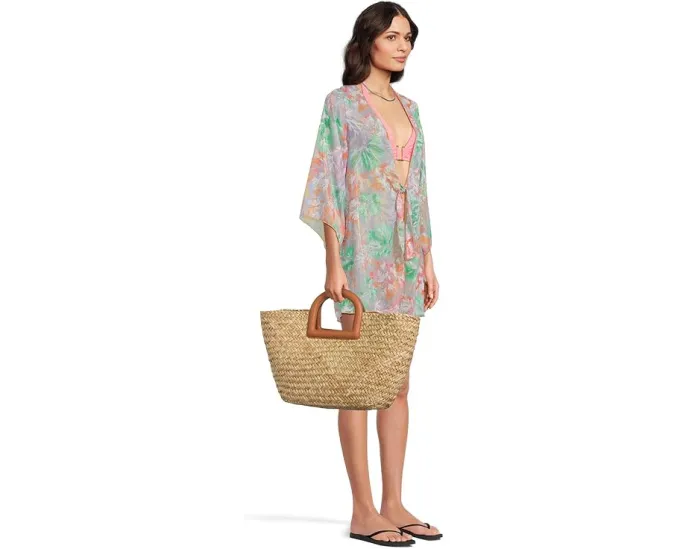 Туника BECCA из шифона с принтом коралловый риф и глубоким вырезом