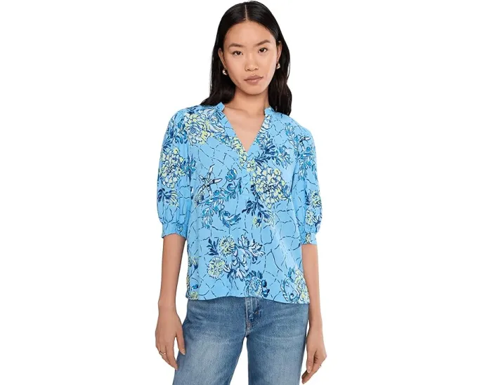 Топ Lilly Pulitzer Mialeigh с рукавом до локтя из льна