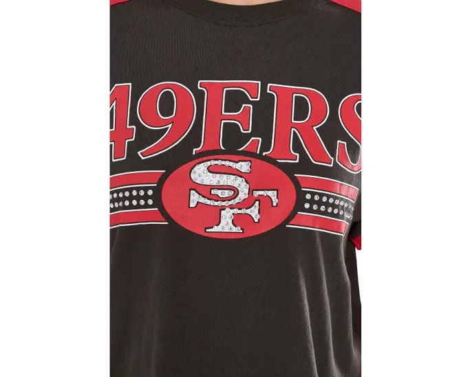Футболка Junk Food Clothing кроп с блестками San Francisco 49ers