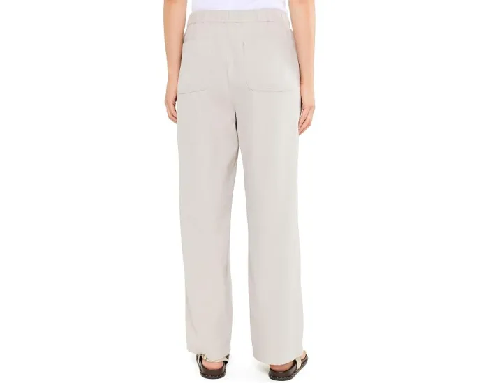 Белые удлиненные прямые брюки Eileen Fisher из льна и органического хлопка