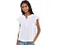 Gauze Flutter Cap Sleeve Ruffle Neck Henley Shirt