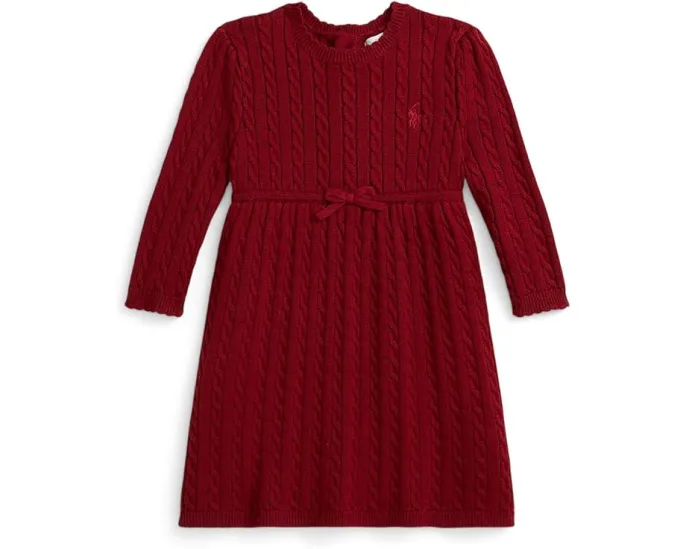 Комплект для младенцев Polo Ralph Lauren Kids: платье-свитер с косой и блумеры из хлопка