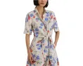 Lauren Ralph Lauren Платье-рубашка из льна с запахом и цветочным принтом