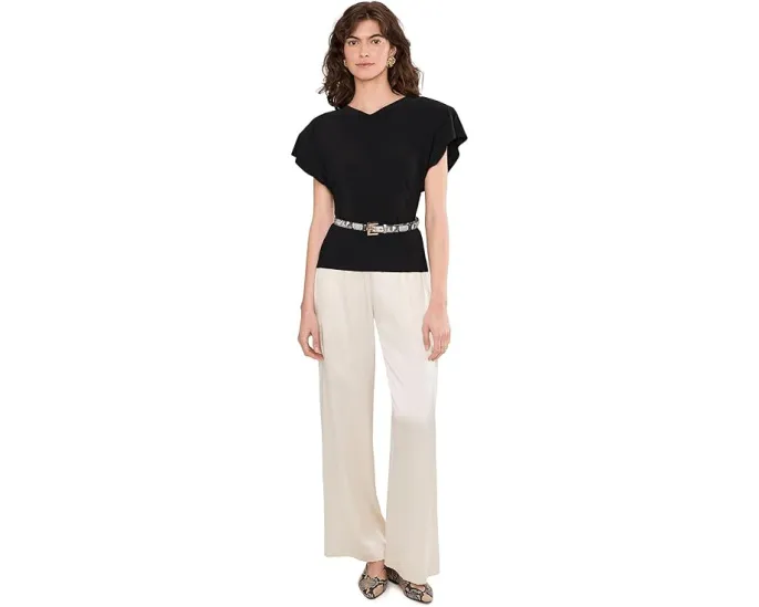 Norma Kamali топ с короткими рукавами и подплечниками