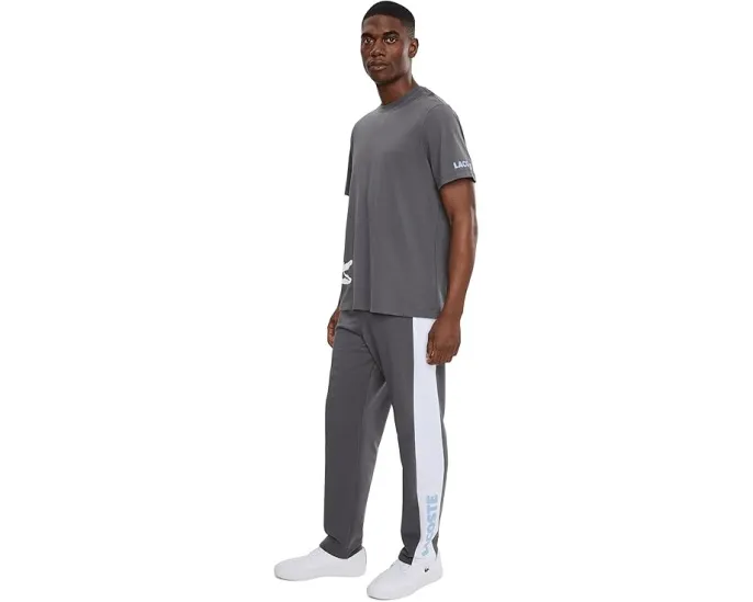 Брюки Lacoste для отдыха из флиса с принтом и прямым кроем