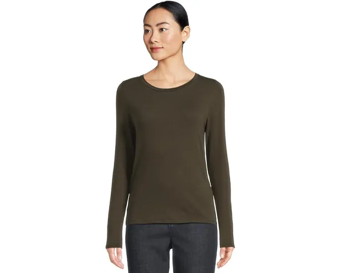 Eileen Fisher полупрозрачная футболка с длинным рукавом и круглым вырезом