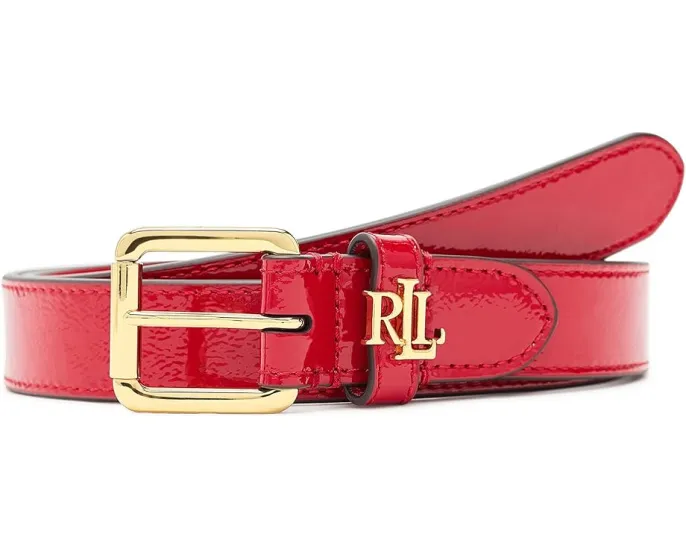 Узкий ремень Lauren Ralph Lauren Logo Keeper из лакированной кожи с гравировкой
