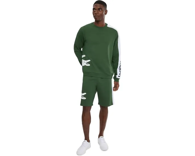 Шорты Lacoste для отдыха прямого кроя из флиса с принтом
