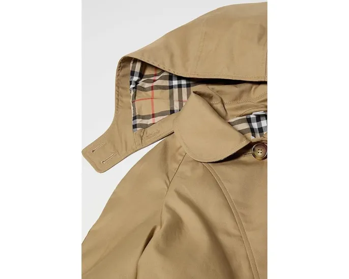 Детское тренч Zoe от Burberry Kids с капюшоном и клетчатой подкладкой