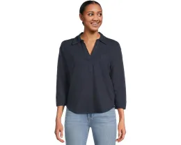 Футболка L.L.Bean из хлопка и льна с разрезным воротником и карманом