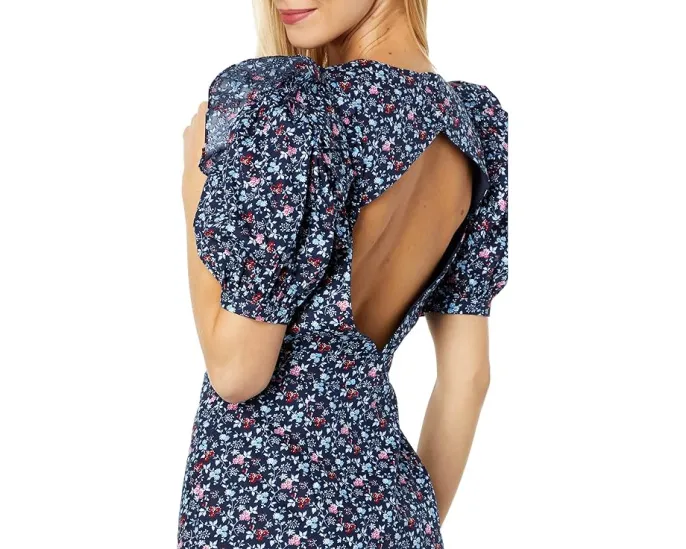 Платье миди English Factory из хлопка с цветочным принтом и открытой спиной