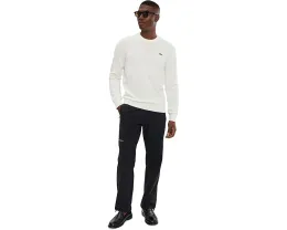 Свитер Lacoste из хлопка с круглой горловиной и контрастной линией на манжете