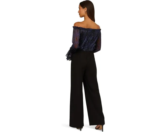 Комбинезон Adrianna Papell из креповой ткани с расклешенными рукавами