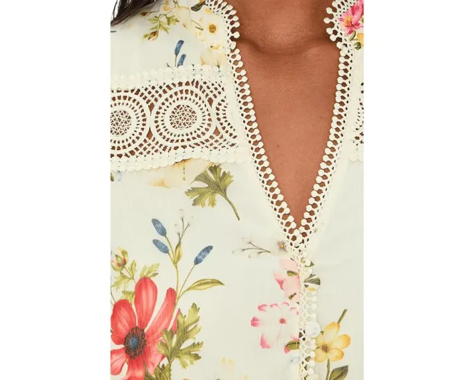 Мини-платье Avec Les Filles с длинным рукавом и вставками из кружева