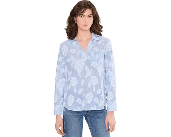 Топ Sky Striped Jacquard с вышивкой и манжетами на пуговицах NIC+ZOE