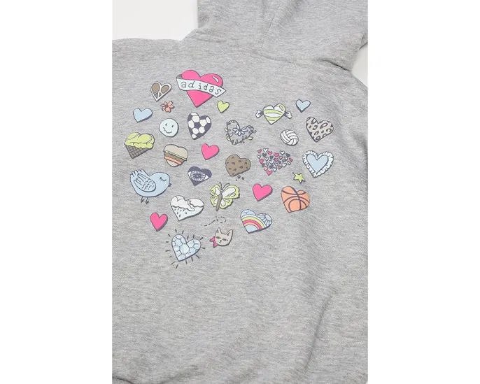 Толстовка adidas Kids Heather Multi Graphic Fleece с капюшоном и разноцветными принтами