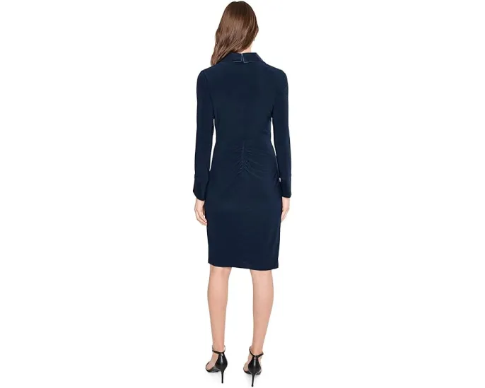 Платье миди Combo Shawl Collar с разрезом от Adrianna Papell