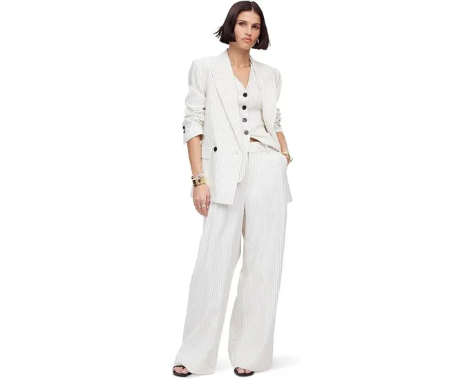 Madewell Superwide Harlow Pinstripe - Cotton Polyester с высоким поясом