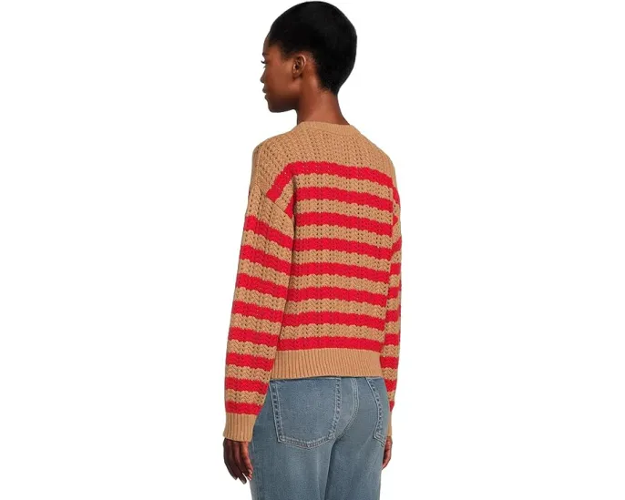 Свитер с полосатой вязкой из экологичного хлопкового микса