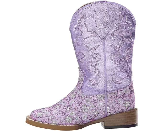 Детские сапоги Roper Kids Lavender с квадратным носком и цветочным принтом