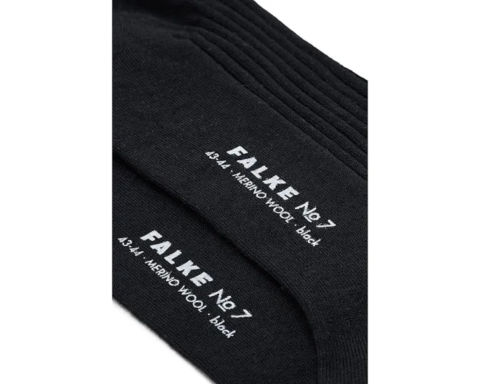 Гольфы до колен No 7 Finest Merino Falke из черной мериносовой шерсти