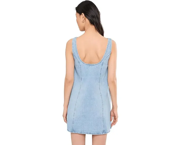 Summertime Flare Denim Min Dress in Blue