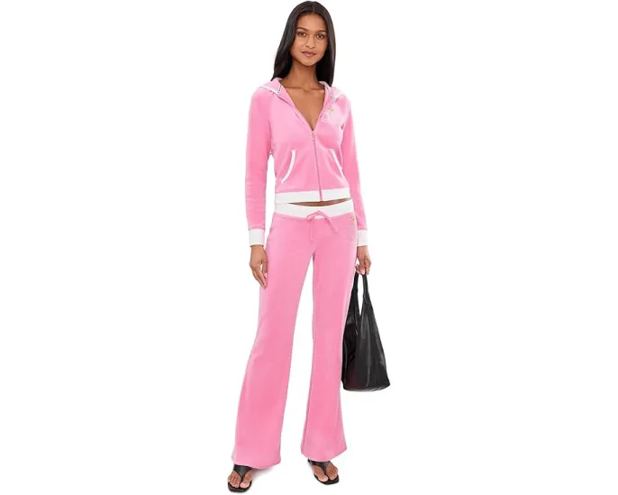 Штаны Juicy Couture Heritage из велюра с заниженной талией и карманами