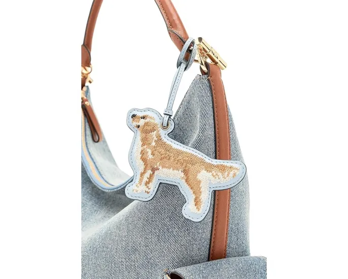 Кожаный шарм Lauren Ralph Lauren с вышивкой золотистого ретривера
