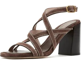 Туфли Park Block 85 на устойчивом каблуке Stuart Weitzman ярко-синие и натуральные