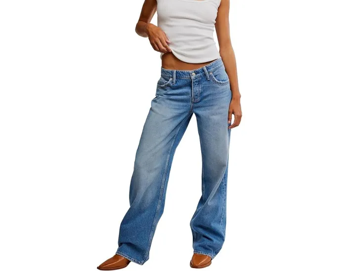 Джинсы Free People Tennessee Low Rise Bf с поясом на шлевках и пятью карманами
