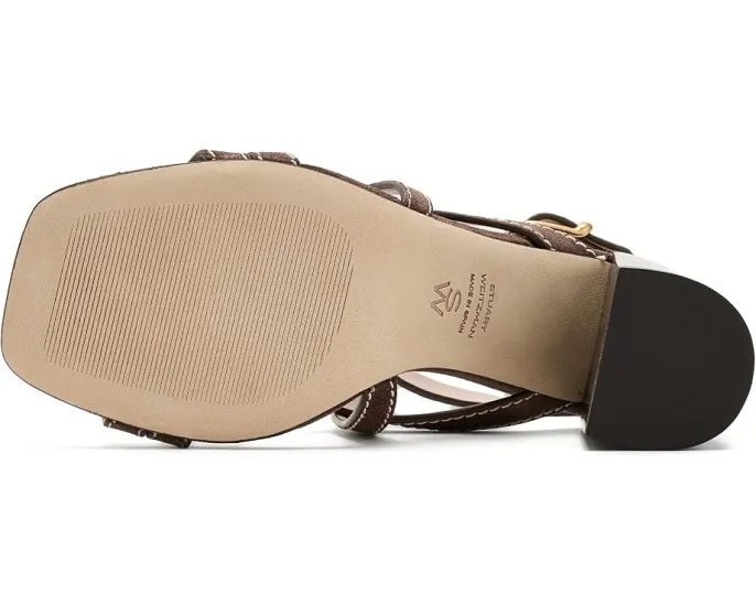 Туфли Park Block 85 на устойчивом каблуке Stuart Weitzman ярко-синие и натуральные