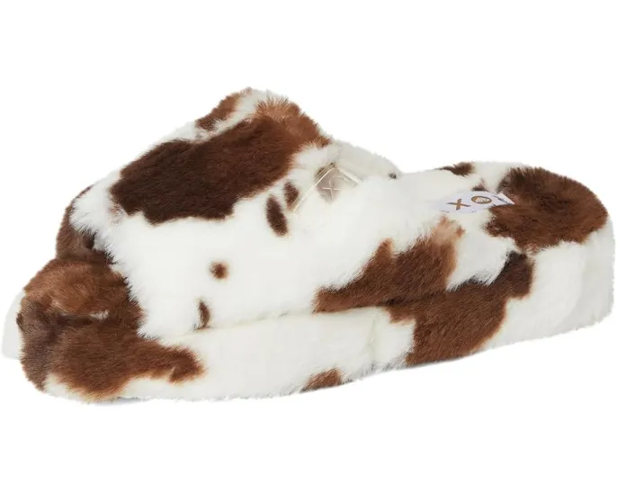 Тапочки Roxy Sloane с принтом под корову и мягкой стелькой