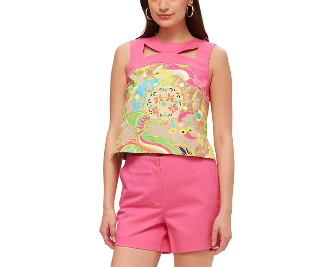 Топ Bev с контрастным вырезом и разрезами по бокам от Trina Turk