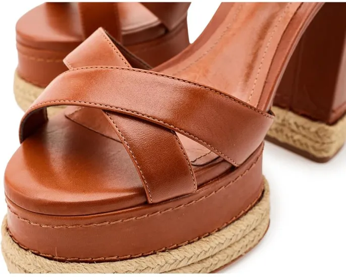 Босоножки Hilda Rope High Schutz на высокой платформе из металлизированной кожи и рафии