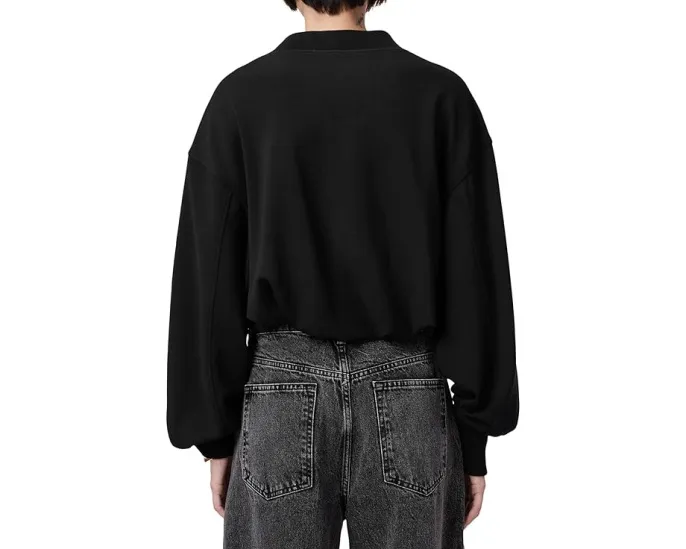 Свитшот AllSaints Biggy Aster оверсайз с принтом и воротником стойкой
