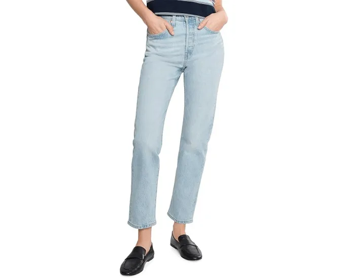 Джинсы Levi's 501 Jeans прямого кроя из жесткого денима с высокой посадкой и потертостями